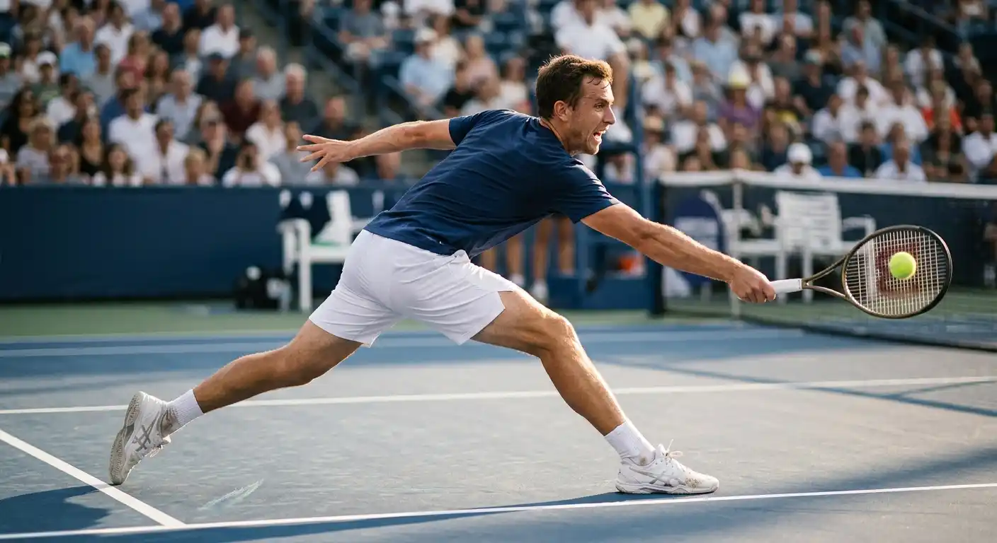 ATP-Spieler beim Returnschlag als Beispiel für Game-Handicap-Wetten