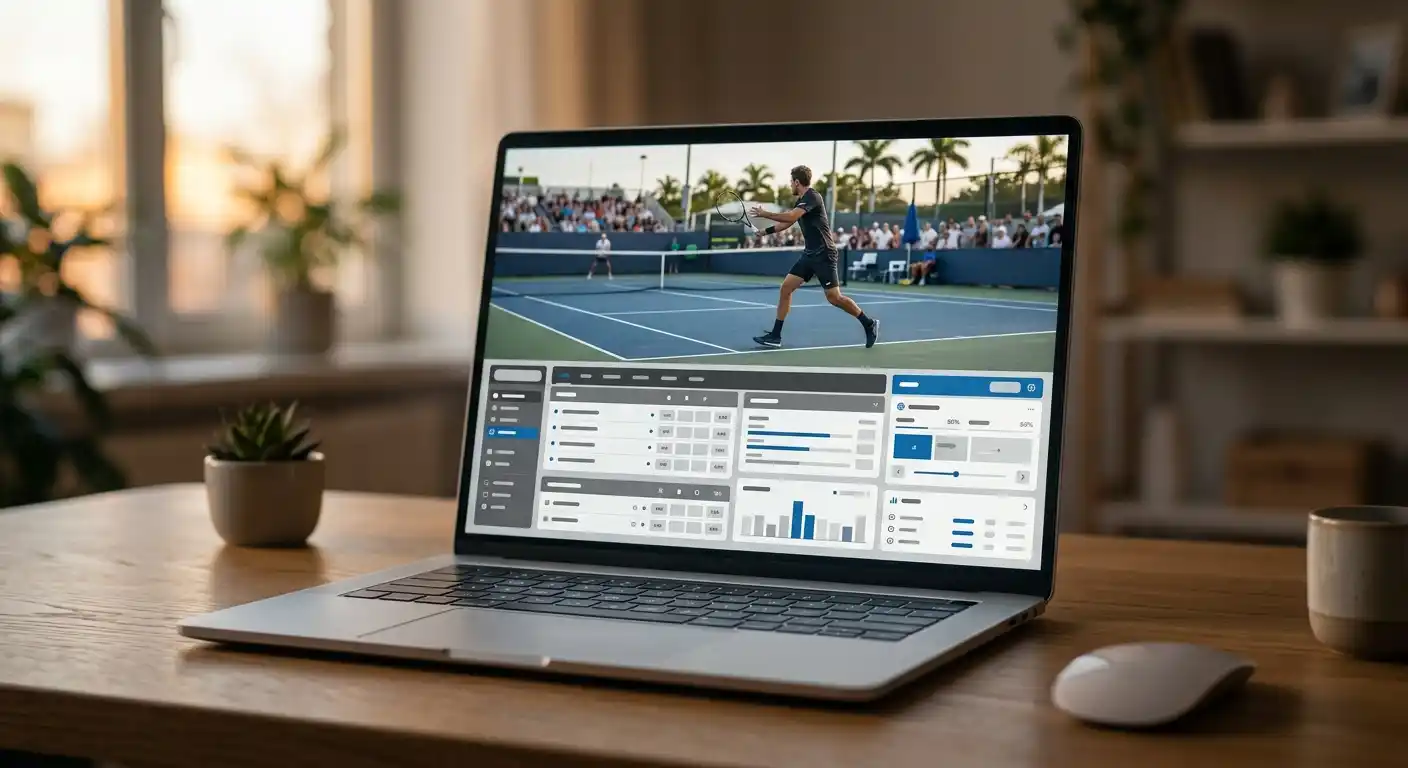 Live-Tennis-Stream mit In-Play-Quoten in Echtzeit auf dem Bildschirm
