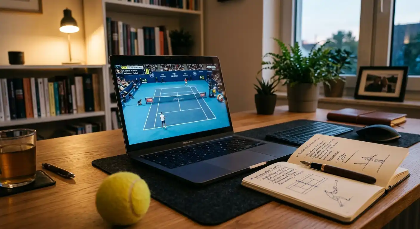 Workflow eines Live-Wetters mit Eckdaten-Sheet neben dem Tennis-Stream